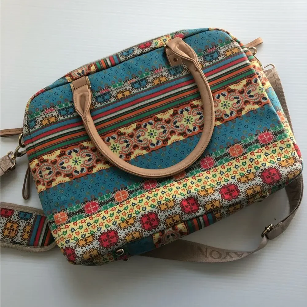Kayond laptop shoulder briefcase bag patterned pockets